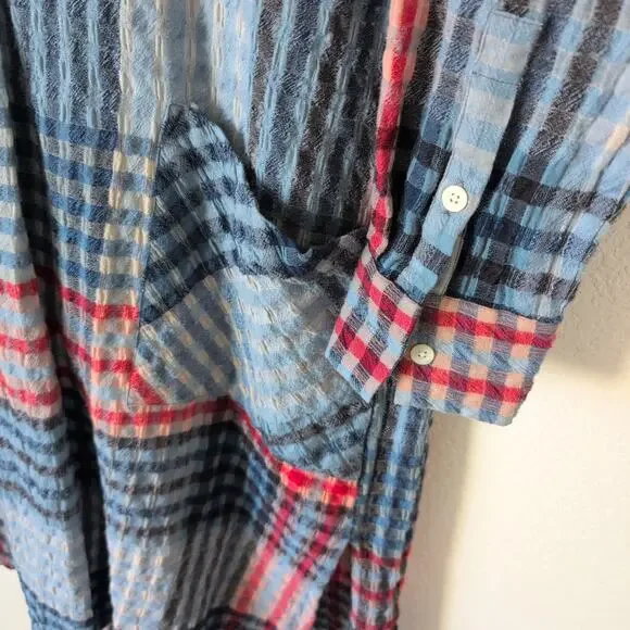 Mii au Musee Pixel Art Dress Womens XS Artsy Lagenlook Blue Red Wool India $480 - Picture 8 of 9